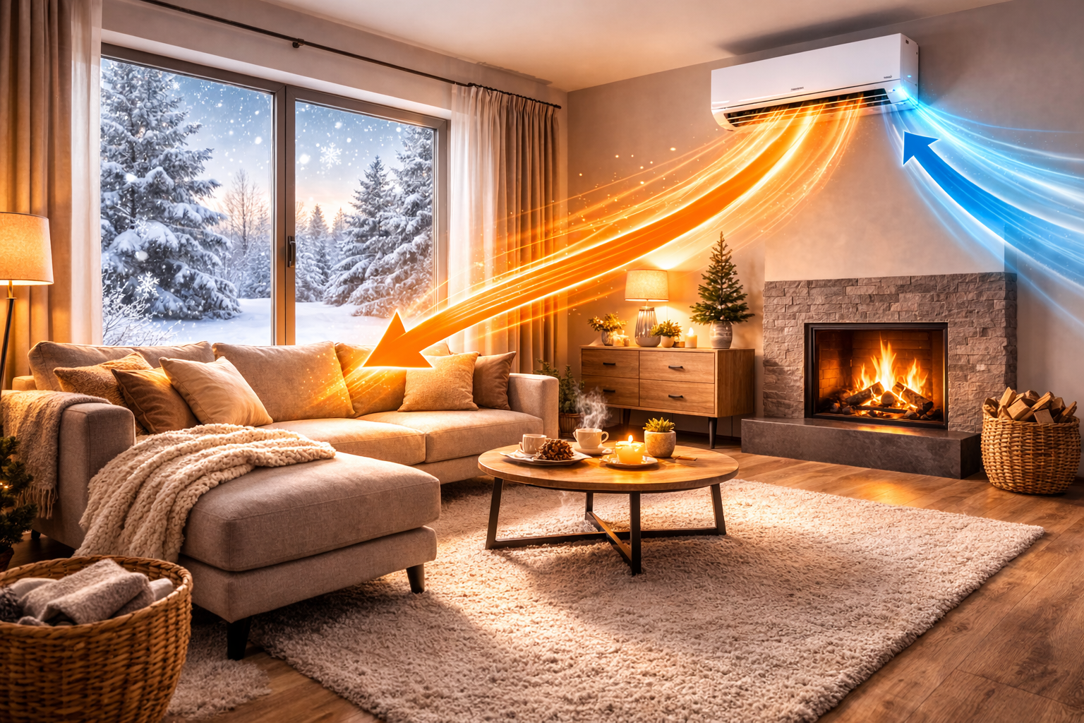 Schéma des flux d'énergie dans une maison après rénovation énergétique : chauffage, isolation, eau chaude sanitaire